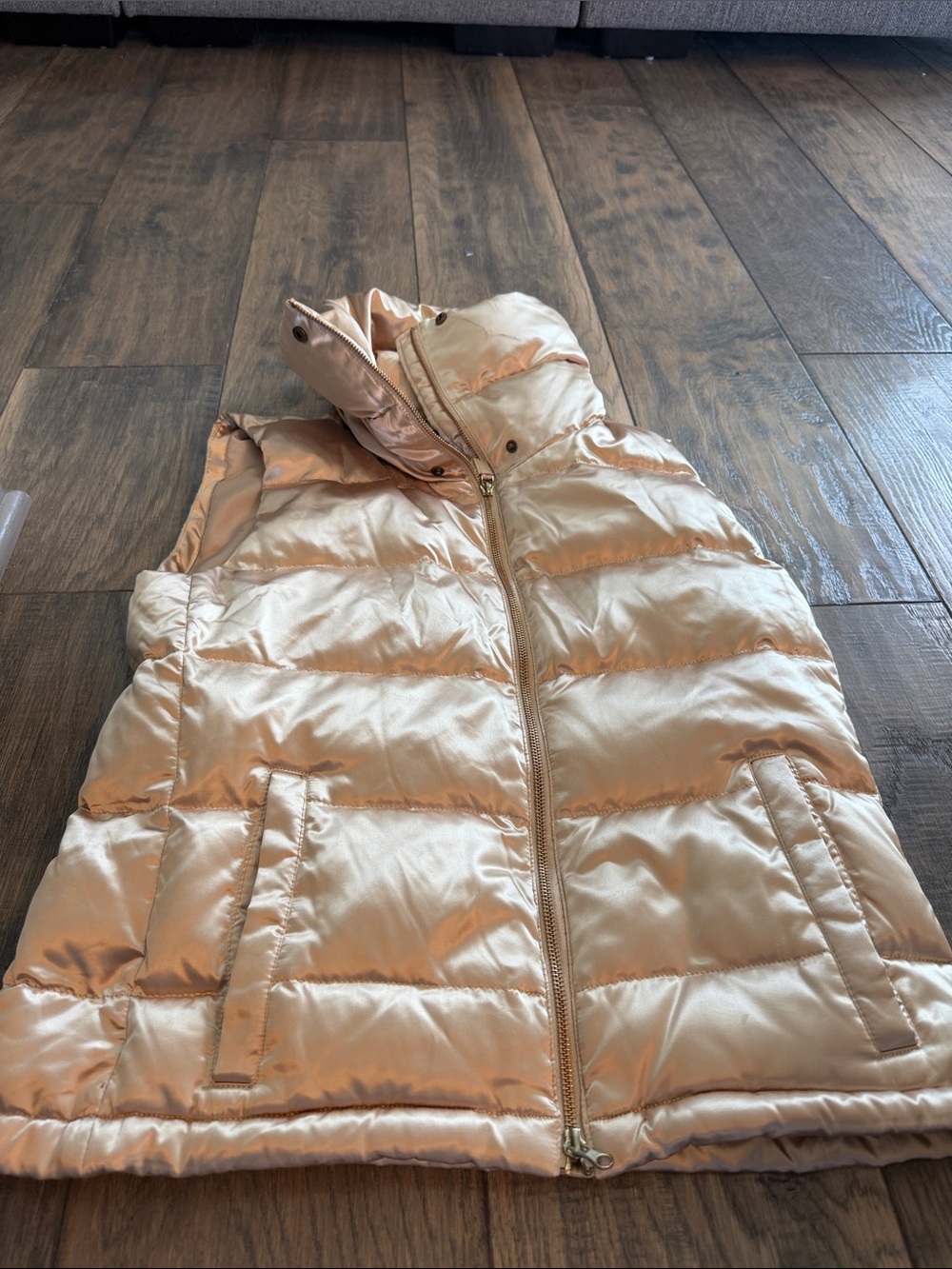 Talbots Satin Puffer Vest in Light Peach